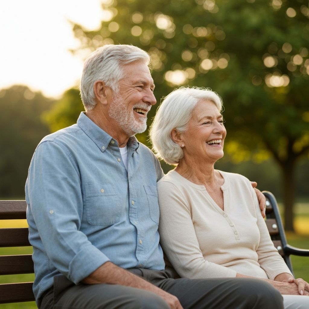 Happy couple enjoying the sounds of nature